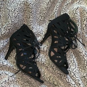 Christian Siriano Black Lace Up Heels